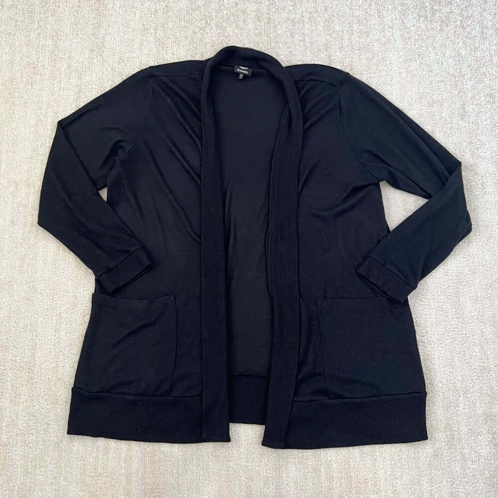 Bobeau Open Front Black Knit Cardigan 2X